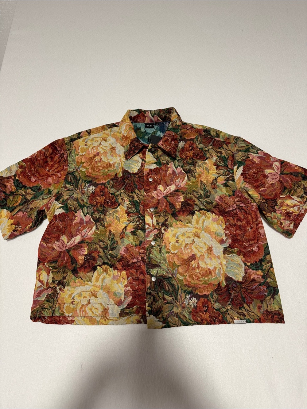 Floral Button-Up Shirt/jacket in Warm Autumn Hues